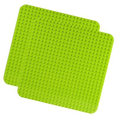 2 Baseplates for Large Blocks, Baseboard Compatible with Duplo & Mega, Learning and Educational Building Toy for Toddlers (15 x 15 Inch,Light Green)