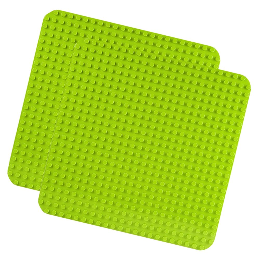 2 Baseplates for Large Blocks, Baseboard Compatible with Duplo & Mega, Learning and Educational Building Toy for Toddlers (15 x 15 Inch,Light Green)