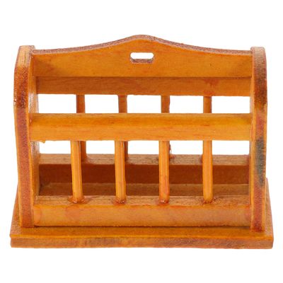 Mikikit Miniature Wooden Dollhouse Basket and Miniature Furniture Model in Huanghuali Wood Color Suitable for Hobby Display and Craft Decor