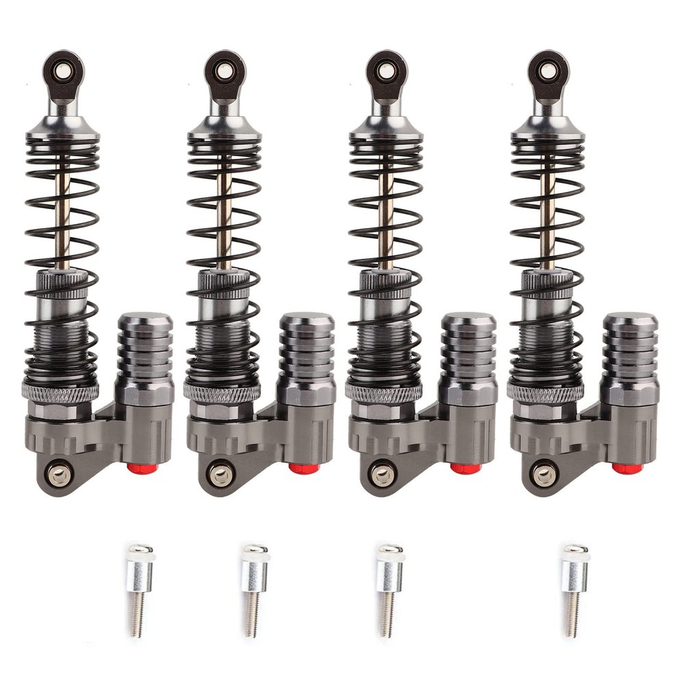 4 Pcs CNC Aluminum Shock Absorber for Axial SCX10 D90 RC Crawler Car, Double Spring Design, Anodized Metal Suspension with 25mm Travel Length for Off - Road RC Vehicles