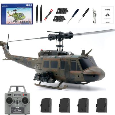 Actualia 1/48 RC Helicopter for Adults, C032 UH-1 Huey Remote Control Helicopters 3D Stunt Drone, 2.4G 6CH Gyro Stabilized Aircraft with Altitude Hold & Optical Flow