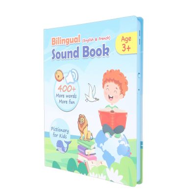 Alomejor Interactive French English Sound Book for Children, Dual Language Immersion Book for Language Development, Suitable for 3-8 Year Olds, Plastic Material