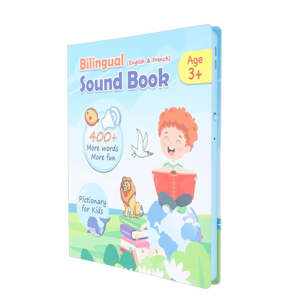 Alomejor Interactive French English Sound Book for Children, Dual Language Immersion Book for Language Development, Suitable for 3-8 Year Olds, Plastic Material