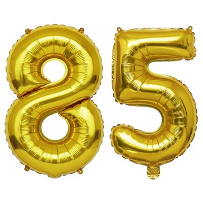 32 Inch Jumbo Gold Number Mylar/Foil Balloons for Air or Helium Filled, Premium Self-Seal Milestone Balloon for Birthday, Anniversary, Graduation & Celebration Party Decor (Gold 85)
