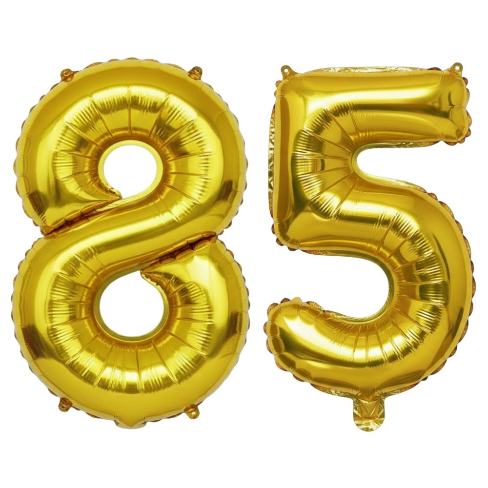 32 Inch Jumbo Gold Number Mylar/Foil Balloons for Air or Helium Filled, Premium Self-Seal Milestone Balloon for Birthday, Anniversary, Graduation & Celebration Party Decor (Gold 85)
