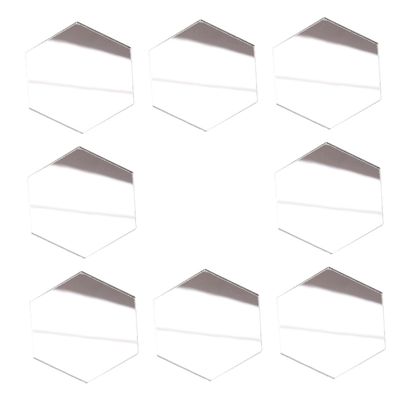 KONTONTY 8pcs Silver Mini Hexagon Acrylic Mirrors for Dollhouse Decoration, DIY Removable Wall Adornments, Dollhouse Scene Layout Accessories