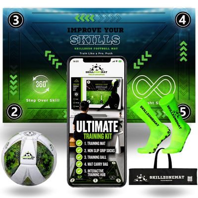 SkillZone Soccer Training Mat Soccer Dribbling & Footwork Trainer with SkillZone Interactive Training Hub | Soccer Skills & Ball Control Practice for Kids & Teens | Indoor & Outdoor Agility