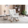 050-Teddy Fabric Rocking Gilder Nursery Chair for Living Room Indoor,Ivory view 2