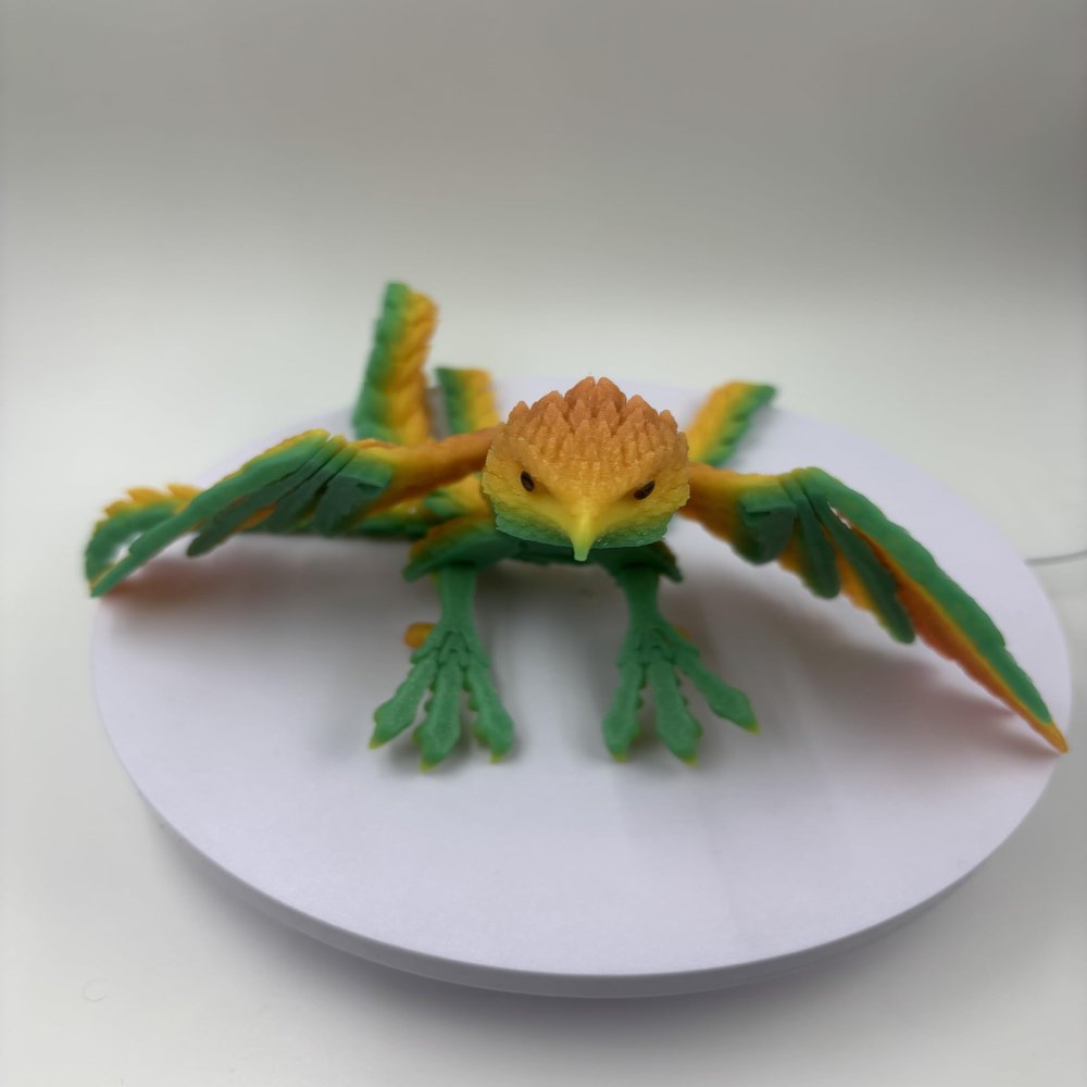Articulated Phoenix Figurine 3D-Printed Poseable Mythical Firebird with Moveable Wings & Tail, Glow-in-the-Dark Desk Fidget Toy & Decorative Collectible Gift (Luminous Rainbow, medium size)