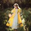 Biutiufiu Toddler Girls Renaissance Medieval Princess Dress Irish Women Costume Cosplay Retro Gown Birthday Halloween Party Daily Wear (Yellow,6-7 Years) view 2