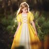 Biutiufiu Toddler Girls Renaissance Medieval Princess Dress Irish Women Costume Cosplay Retro Gown Birthday Halloween Party Daily Wear (Yellow,6-7 Years) view 3