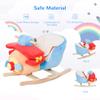 Kids Rocking Horse, Wooden Plush Ride-on Plane Chair Toy with Lullby Song and Seat Belt for 18 Month + view 4