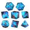 8PCS Sharp Edge DND Dice SetExtra D20 for Dungeons and Dragons 2D20 D4 D6 D8 D10 D12 D10% Handmade Polyhedral Resin Dice Multi-Sided Tabletop RPG Roleplaying GameBlue Dark view 1