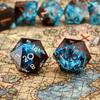 8PCS Sharp Edge DND Dice SetExtra D20 for Dungeons and Dragons 2D20 D4 D6 D8 D10 D12 D10% Handmade Polyhedral Resin Dice Multi-Sided Tabletop RPG Roleplaying GameBlue Dark view 2