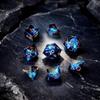 8PCS Sharp Edge DND Dice SetExtra D20 for Dungeons and Dragons 2D20 D4 D6 D8 D10 D12 D10% Handmade Polyhedral Resin Dice Multi-Sided Tabletop RPG Roleplaying GameBlue Dark view 3