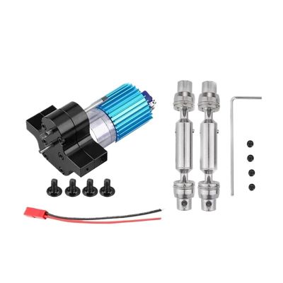 All Metal Gearbox with 370 Gear Motor and Drive Shafts Compatible with WPL MN RC Trucks, Transmission Upgrade Set(Black)