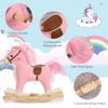 Rocking Horse Plush Animal on Wooden Rockers, Baby Rocking Chair with Sounds, Moving Mouth, Wagging Tail, Pink view 3