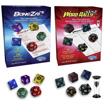 BuddyPal Games Combo Pack Bone-ZAI5 and Word Rally Family Dice Games, Ages 8 and Up