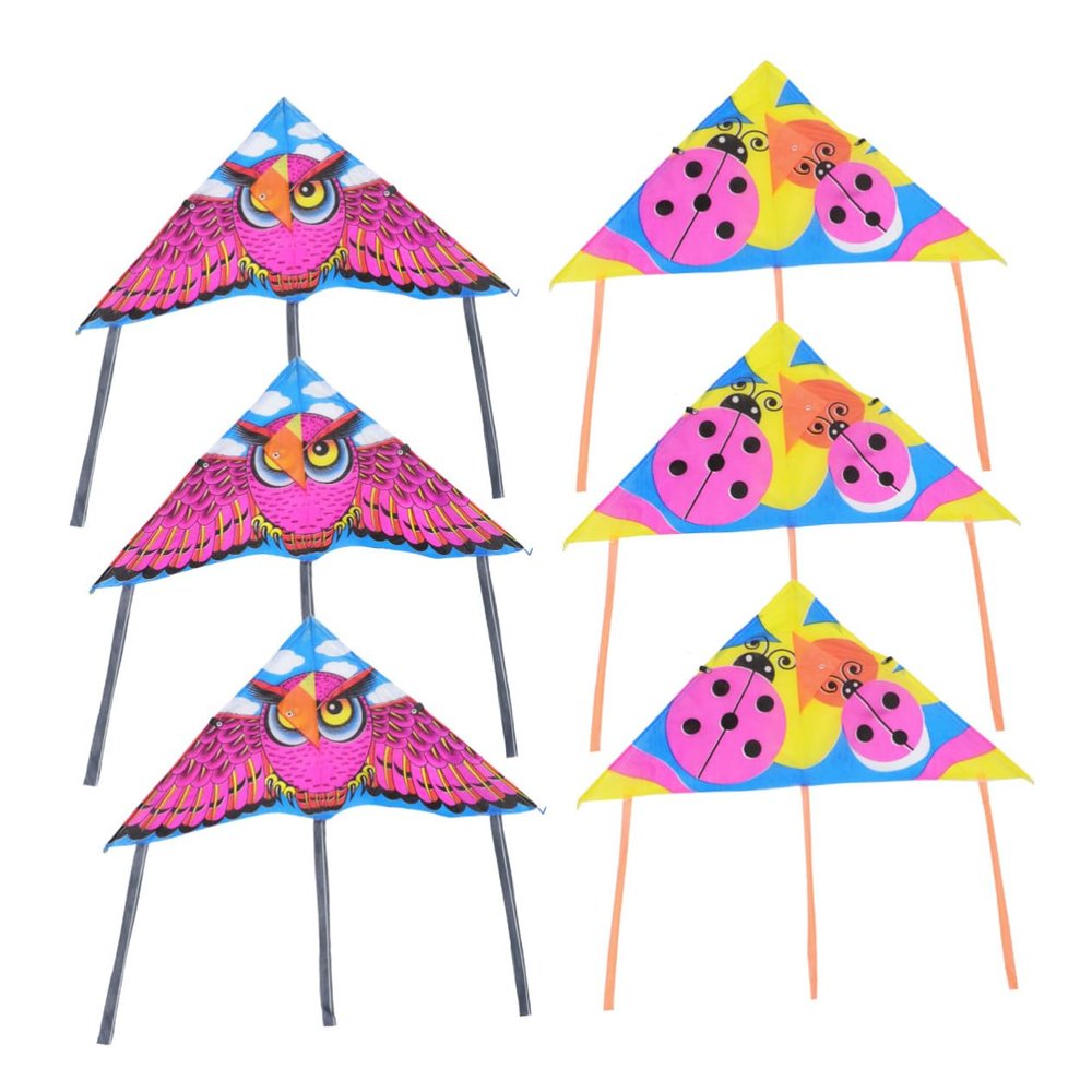 10pcs 60cm Flying Triangle Kites for Rainproof Silk Cartoon Outdoor Kites s Fun Windproof for Park and Garden Play Style