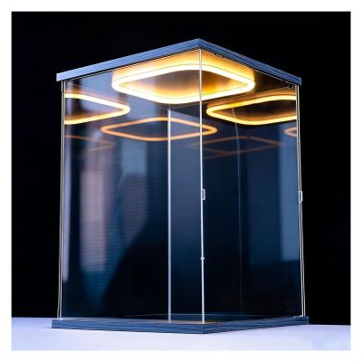 Acrylic Storage Box with Led Light, Stackable and Detachable Transparent Display Case, Openable Dust Cover Organizer Bin(50x40x40cm(20x16x16in))