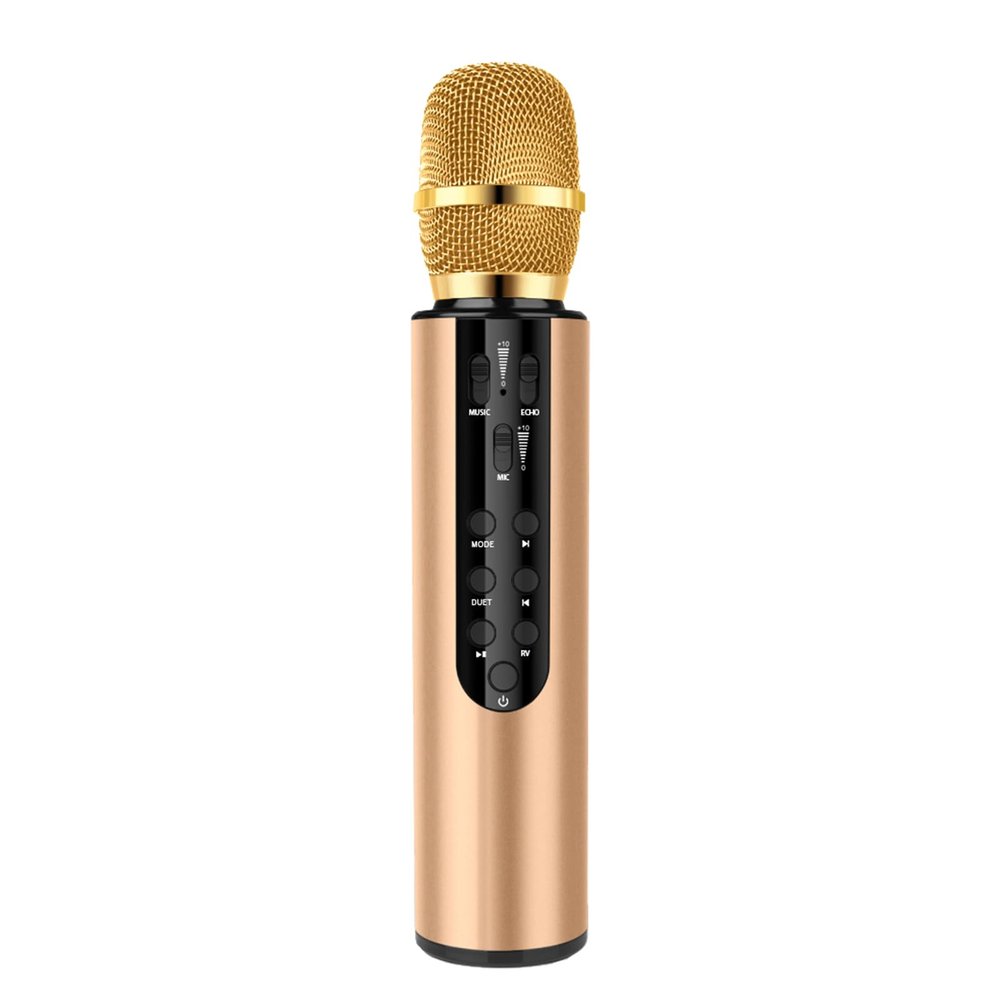 LUCKDANO Handheld Karaoke Microphone, Miniature Microphone for Kids, Home KTV Player, Essential for Family Parties, HighFidelity Sound Quality (Gold)