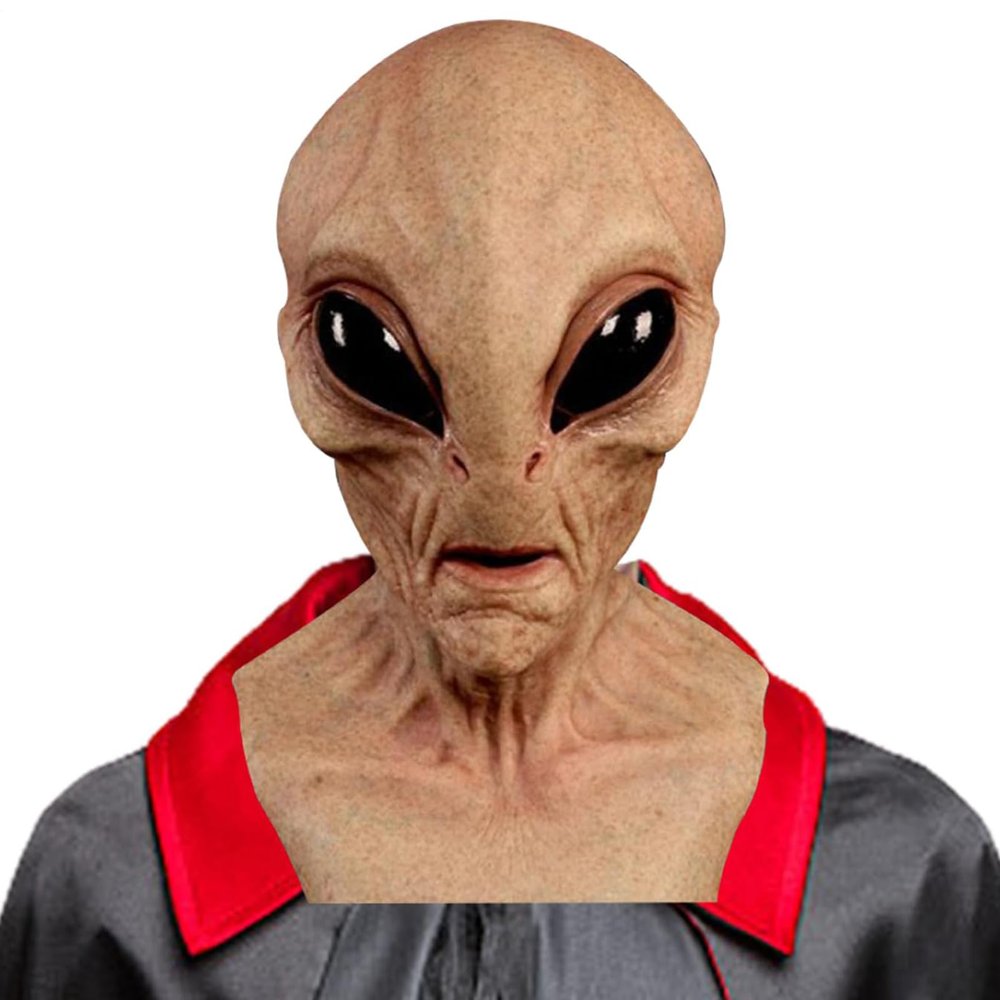 Alien Maske, Alien Face Masque, Breathable Full Head Halloween Scary Realistic ET Maske, Outer Space Creature Head Cover Cosplay Prop, Realistic Creepy Halloween Maskes, Halloweens Cosplay