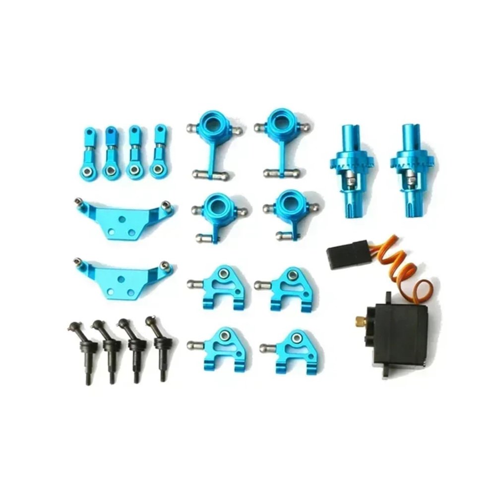 For Wltoys P929 P939 K969 K979 K989 K999 1/28 Steering Cup For Swing Arm Shock Absorber Plate Set RC Car Metal Upgraded Parts Rc Models Accessories(Blue)