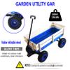 Heavy Duty Steel Frame Beach Wagon with 10" All-Terrain Air Tires & Wooden Side Panels | 176LB Capacity Foldable Utility Wagon for Gardening, Beach, and Outdoor Hauling(Blue) view 3