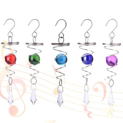 5 Pcs Wind Spinners Stainless Steel Wind Spinner Tail Gazing Ball Spiral Tail Spinners with Hanging Swivel Hook to Stress Relief for Indoor Outdoor Decoration or
