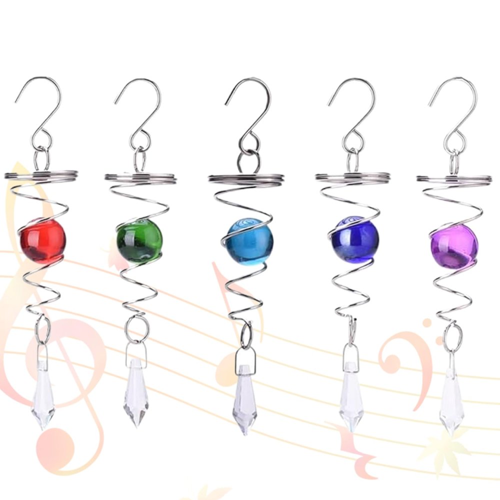5 Pcs Wind Spinners Stainless Steel Wind Spinner Tail Gazing Ball Spiral Tail Spinners with Hanging Swivel Hook to Stress Relief for Indoor Outdoor Decoration or