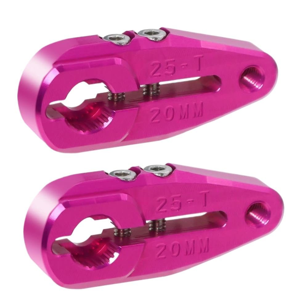 Aluminum Clamping 25T Servo Horn 20mm 24mm Compatible with Protek Savox Futaba Servos 1/10 Buggy Raider 2WD(20mm 2Pcs Pink)