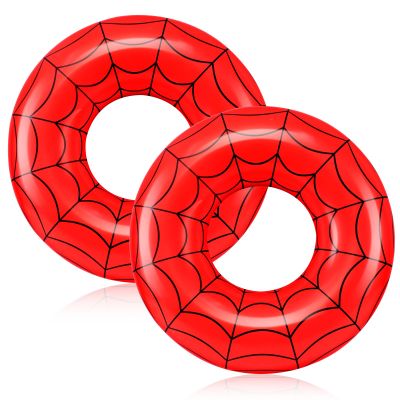 2 Pcs 28 Inch Spider Web Pool Floats for Kids Adults, Floaties Pool Tubes Spider Inflatable Swim Rings Toys for Summer Beach Birthday Party Water Park Fun Interactive Water Play Accessories