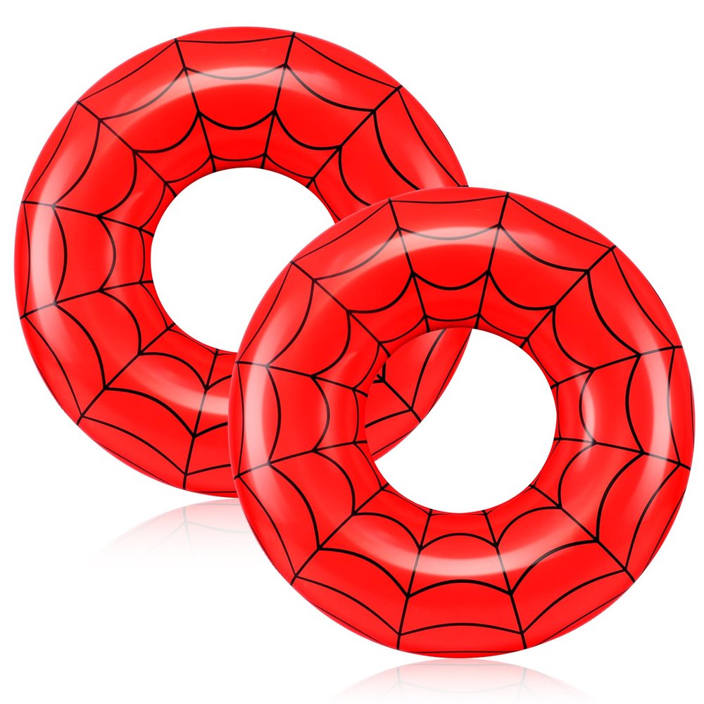 2 Pcs 28 Inch Spider Web Pool Floats for Kids Adults, Floaties Pool Tubes Spider Inflatable Swim Rings Toys for Summer Beach Birthday Party Water Park Fun Interactive Water Play Accessories
