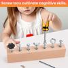 HIDEZHI Educational Screw-Tightening Busy Board, Montessori Activity Board with Wooden Screwdriver Set, Hand-Eye Coordination Learning Activity Board, Strengthen Fingers, Focus Longer (7 Holes) view 3