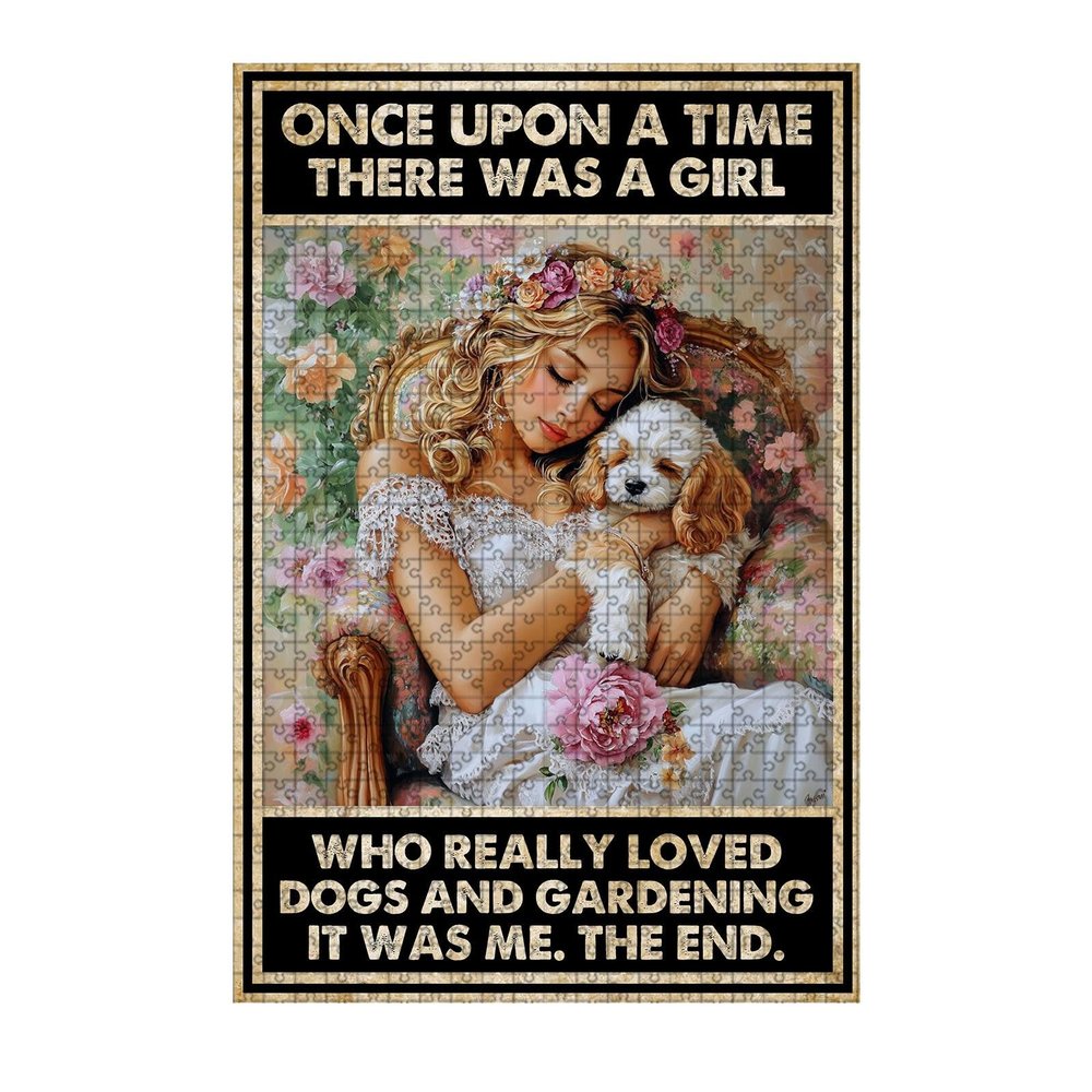 1000 Piece Girl Wooden Brain Puzzles There was A Girl Who Really Loved Dogs and Gardening for Kids and Adult Challenge Wooden Brain Teasers Puzzle for Family 29.5x19.7 Inch