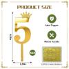 10 PCS Gold Number 5 Cake Topper Set with Crown Mirror Acrylic Cake Picks with 12 Crown Stickers Fifth Birthday Party Decor 5th Anniversary Dessert Decorations view 4