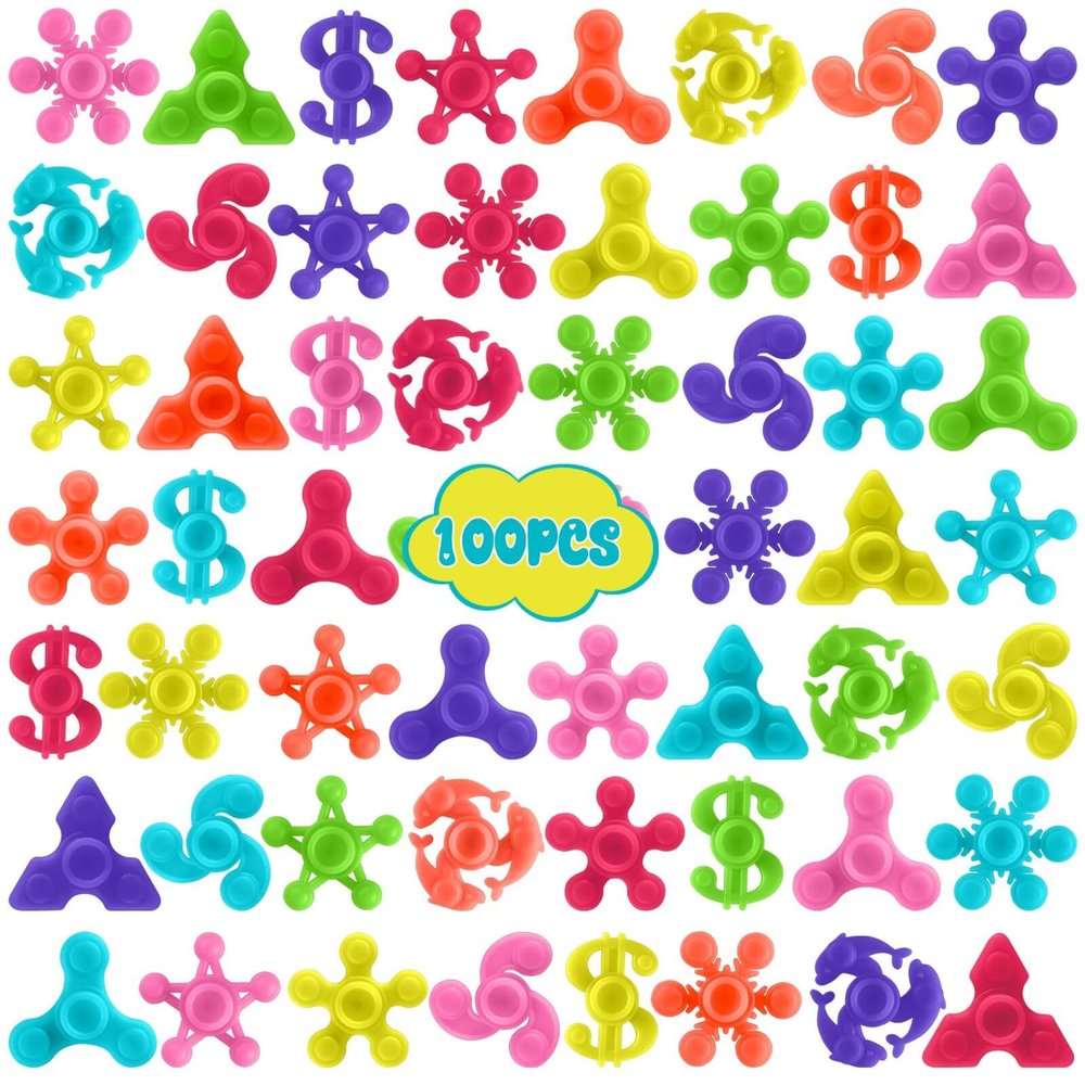 100PCS Mini Fidget Spinners for Party Favors, Fidget Toys Bulk for Kids Adult, Stress Relief Sensory Toys for Easter Basket Stuffers Valentines Classroom Prizes