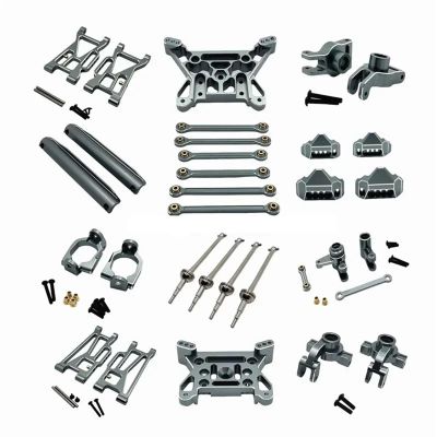 For MJX 10208 V1 V2 Metal For Swing Arm Steering Cup Hub Carrier Link Rod Shock Tower Drive Shaft Set RC Car Upgrade Accessories Rc Models Accessories(Grey)