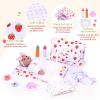 BABESIDE 14 Pcs Baby Doll Accessories Set for 1215 Inch Dolls, Strawberry Print Baby Doll Diaper Bag with Feeding Bottles & Pacifiers, Dolls Blanket, Changing Pad for Pretend Play view 2