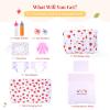BABESIDE 14 Pcs Baby Doll Accessories Set for 1215 Inch Dolls, Strawberry Print Baby Doll Diaper Bag with Feeding Bottles & Pacifiers, Dolls Blanket, Changing Pad for Pretend Play view 4