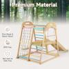 OLAKIDS Indoor Jungle Gym, 8 in 1 Wooden Montessori Toddler Climbing Toys with Adjustable Ramp Swing Slide, Monkey Bar Rope Ladder Waiting Area (Colorful) view 4
