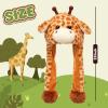 Bubblepompom Giraffe Hat with Ears Moving Jumping Pop Up Beating Hat Plush Earflaps Holiday Cosplay Costume Dress Up Funny Gift for Kids, 22'' view 2