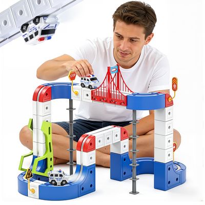 OMKSIH Electric Train Set, 3D Magic Flexible Race Track KlickRail Train Set with Light Anti-Gravity Building Train Track STEM Learning Birthday Gift (115 PCS)
