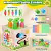 KMTJT Wooden Activity Cube - Montessori Toys for 1 2 3 Year Old Toddlers view 2