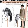 Teyva Daily Large Hobby Horse, Realistic Head, Long Flowing Mane, Removable Leather Reins, Solid Wooden Stick for Equestrian Training & Competition, Screen-Free Fun for Active Kids(Black and White) view 2