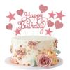 Pink Happy Birthday Cake Topper Single Sided Glitter Paper Cake Decoration with 10 Heart Star Cupcake Toppers for Girls Kids Birthday Party Dessert Table view 1