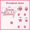 Pink Happy Birthday Cake Topper Single Sided Glitter Paper Cake Decoration with 10 Heart Star Cupcake Toppers for Girls Kids Birthday Party Dessert Table view 2