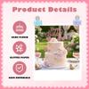 Pink Happy Birthday Cake Topper Single Sided Glitter Paper Cake Decoration with 10 Heart Star Cupcake Toppers for Girls Kids Birthday Party Dessert Table view 3