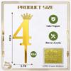 10 Pcs Gold Number 4 Cake Toppers Set with Crown Mirror Acrylic Fourth Birthday Anniversary Cake Picks with Crown Stickers DIY Decor for 4th Birthday Fourth Anniversary Cupcakes Dessert Table view 4