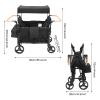 4 Seater Folding Wagon Stroller 66.14 Lbs Load Capacity, Large All-Terrain Wagon for Toddler, Push Pull Collapsible Stroller Adjustable Height with 5 Point Harness, Removabel Canopy (Black) view 2
